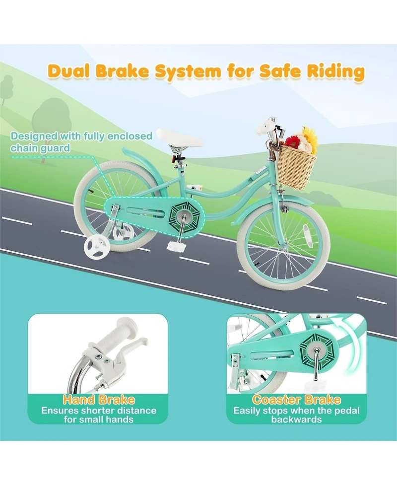 Hongge 18-Inch Kids Bike with Adjustable Handlebar and Seat for 4-8 Years Old