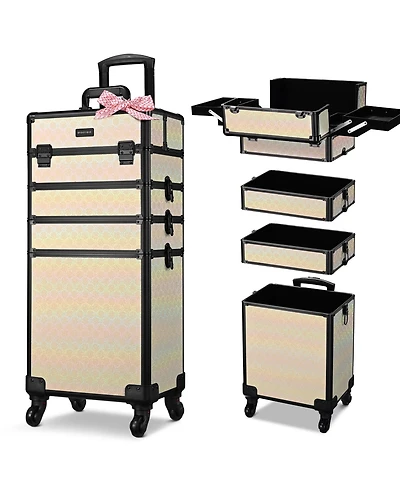Byootique 4in1 Rolling Makeup Train Case Cosmetic Organizer Blush ForgetMeNot
