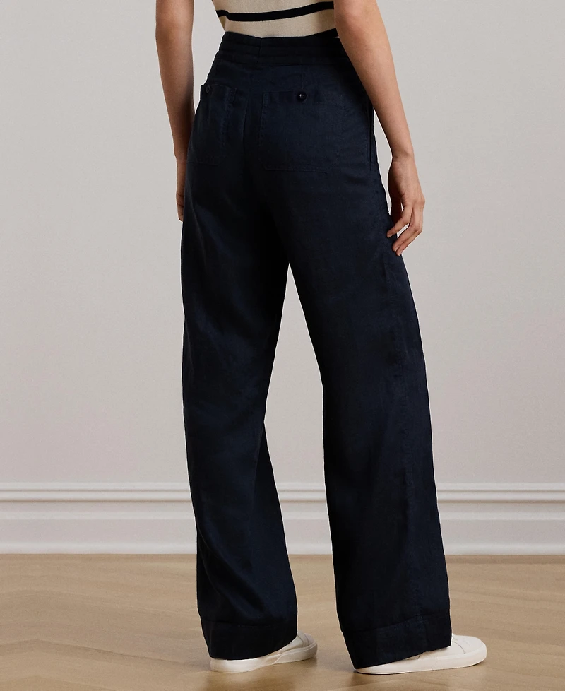 Lauren Ralph Wide-Leg 100% Linen Pants