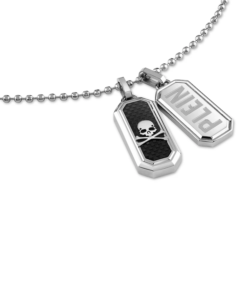Philipp Plein Men's Double Tag 23-2/3" Pendant Necklace in Stainless Steel