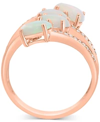 Effy Ethiopian Opal (1-3/4 ct. t.w.) & Diamond (1/5 ct. t.w.) Split Statement Ring in 14k Rose Gold