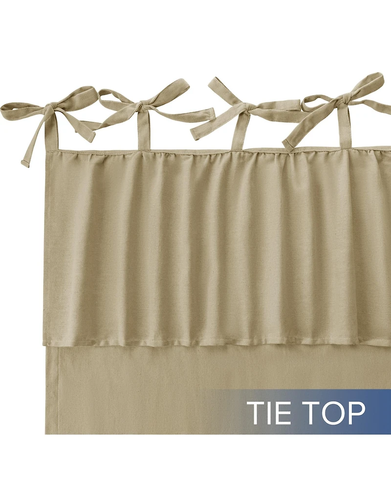 Awesome Home Recycled Cotton Blend Ruffle Tie Top Curtains Pair, Bleached Mauve, 52"×84"