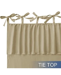 Awesome Home Recycled Cotton Blend Ruffle Tie Top Curtains Pair, Bleached Mauve, 52"×84"