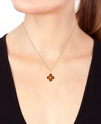 Effy London Blue Topaz (2-1/3 ct. t.w.) & Diamond Accent Flower 18" Pendant Necklace in 14k Yellow Gold (Also in Citrine)