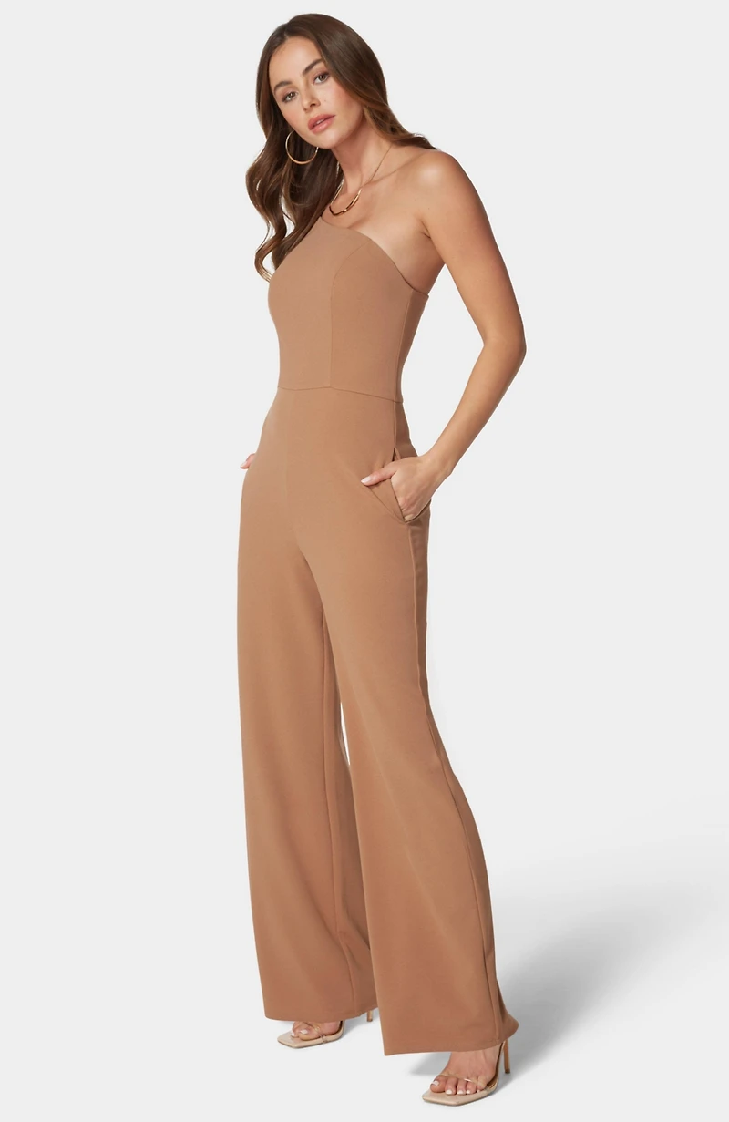 Bebe Women's One Shoulder Core Jumpsuit