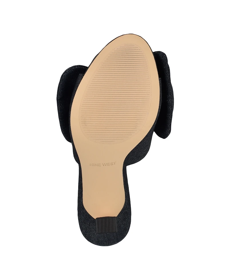Nine West Women's Trina Bow Tapered Heel Slip-On Sandals