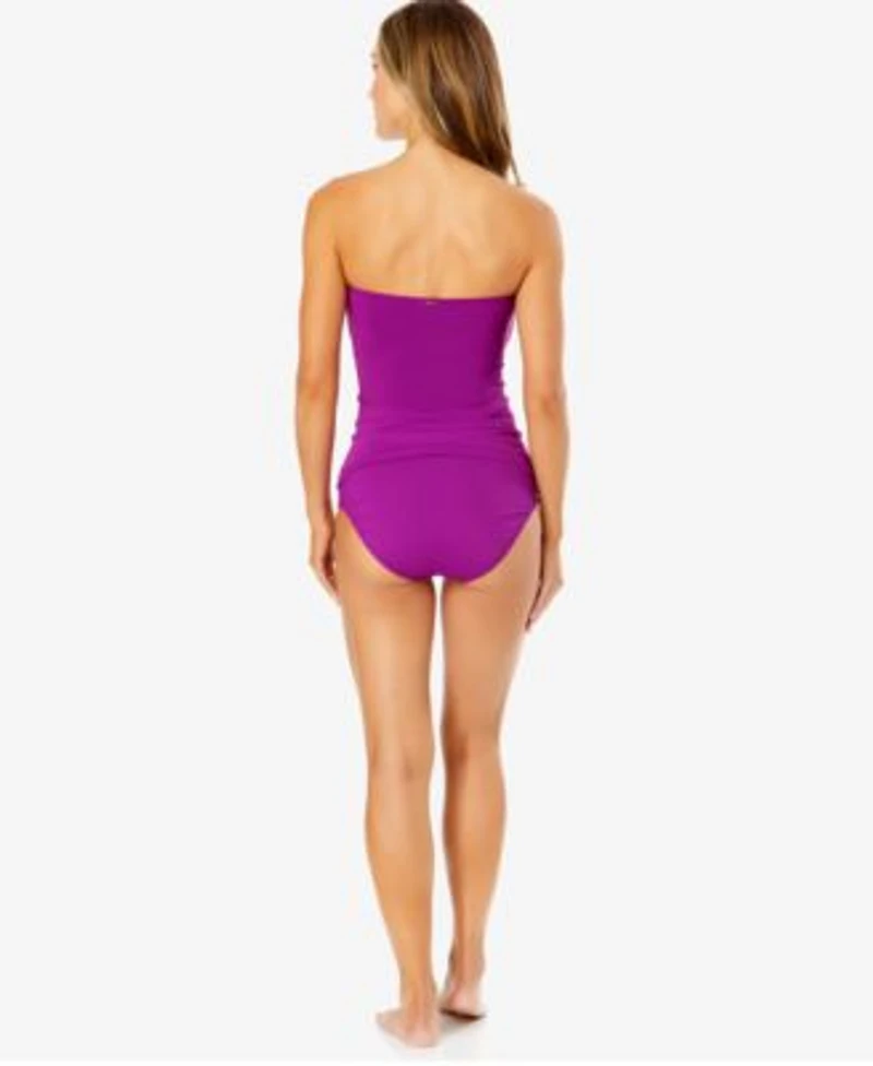 Anne Cole Womens Twist Front Ruched Tankini Top High Waist Bikini Bottoms