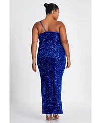 Quiz Plus Size One Shoulder Cut Out Sequin Maxi Dress