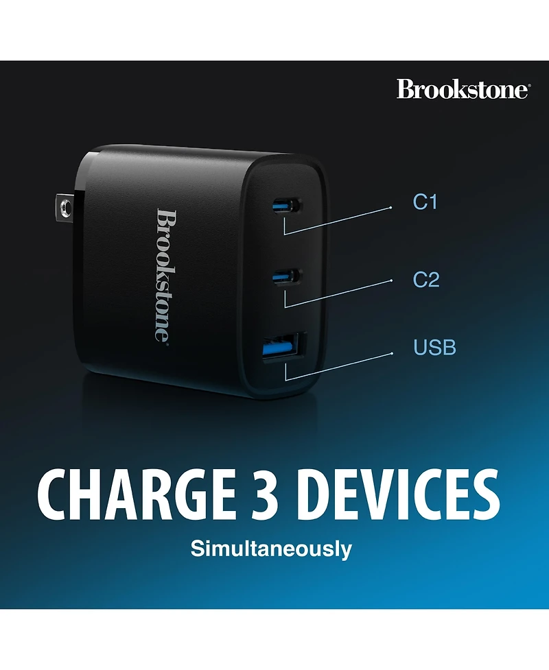 Brookstone Pd 40W Fast Charging 3 Port Universal Wall Charger