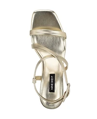 Nine West Women's Hanni Strappy Square Toe Kitten Heel Sandals