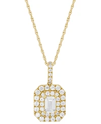 Grown With Love Lab Grown Diamond Emerald-Cut & Round Halo 18" Pendant Necklace (1-1/4 ct. t.w.) in 14k White or Yellow Gold