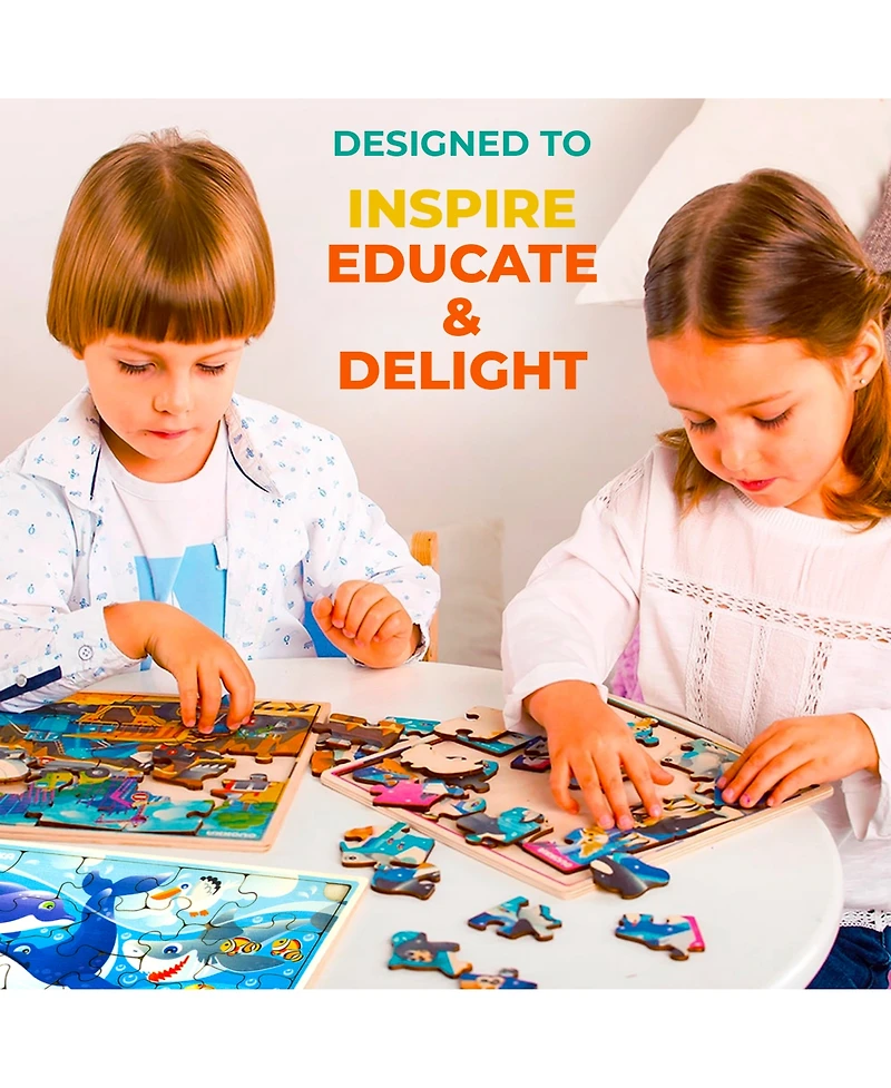 Quokka 28 Pieces Wooden Toddlers Puzzles for Ages 3-5 – Animal Toys