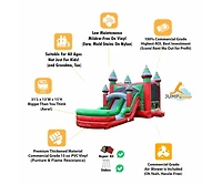 JumpOrange Midnight Commercial Grade Bounce House Water Slide Combo with Pool for Kids and Adults (with Blower), Basketball Hoop, Wet Dry Use, Outdoor