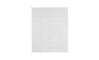 Slickblue 20-Cube Stackable Plastic Organizer Shelves, Multifunctional Modular Closet Cabinet with Hanging Rod in White