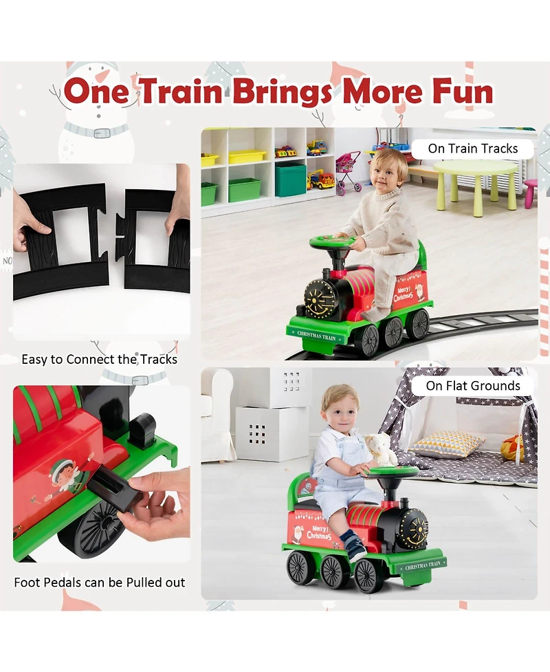 Hongge 6V Electric Kids' Ride-On Train with 16-Piece Track Set