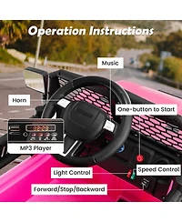 Hongge 12V Kids Ride On Truck with Remote Control and Headlights-Pink