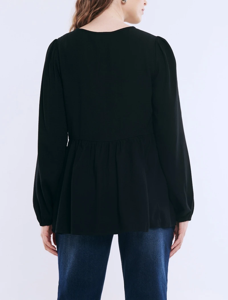 Motherhood Maternity Long Sleeve Empire Waist Keyhole Woven Blouse