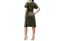 Kiyonna Women's Angelic Velvet Midi Cocktail Dress with Pockets