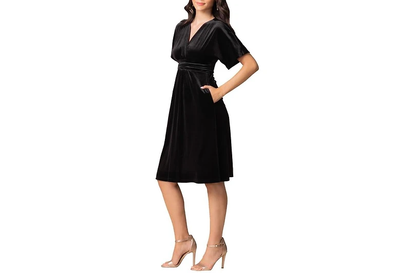 Kiyonna Women's Angelic Velvet Midi Cocktail Dress with Pockets