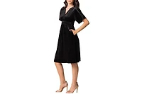 Kiyonna Women's Angelic Velvet Midi Cocktail Dress with Pockets