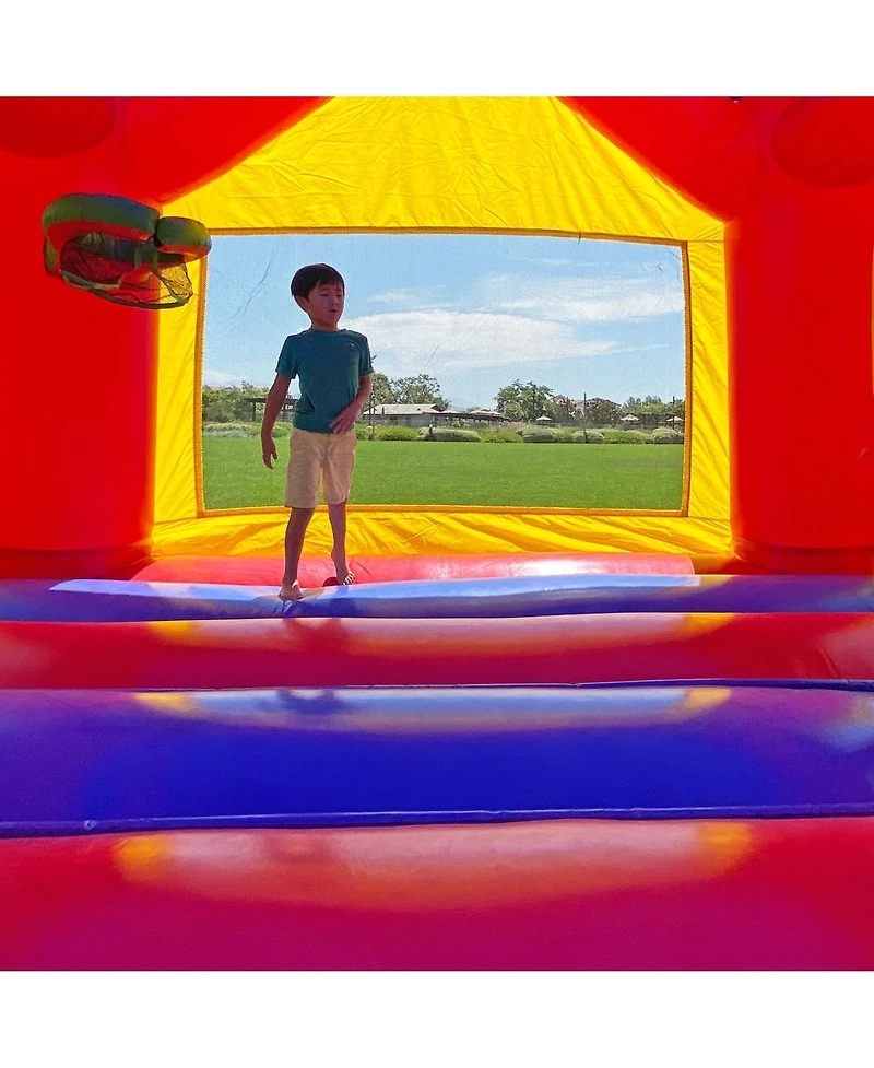 HeroKiddo Castle Commercial Grade Bounce House for Kids and Adults (with Blower), Basketball Hoop, Outdoor Indoor, Birthday Party, Rental Quality, Big