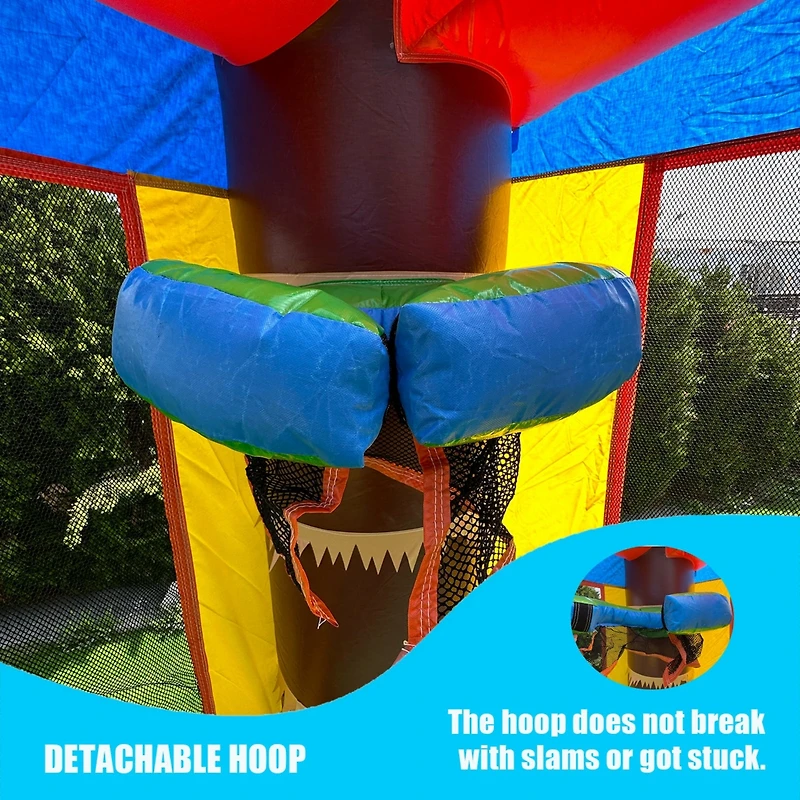 HeroKiddo Safari Bounce House Inflatable for Kids and Adults (with Blower), Commercial Grade, Basketball Hoop, Birthday Party, Rental Quality, Backyar