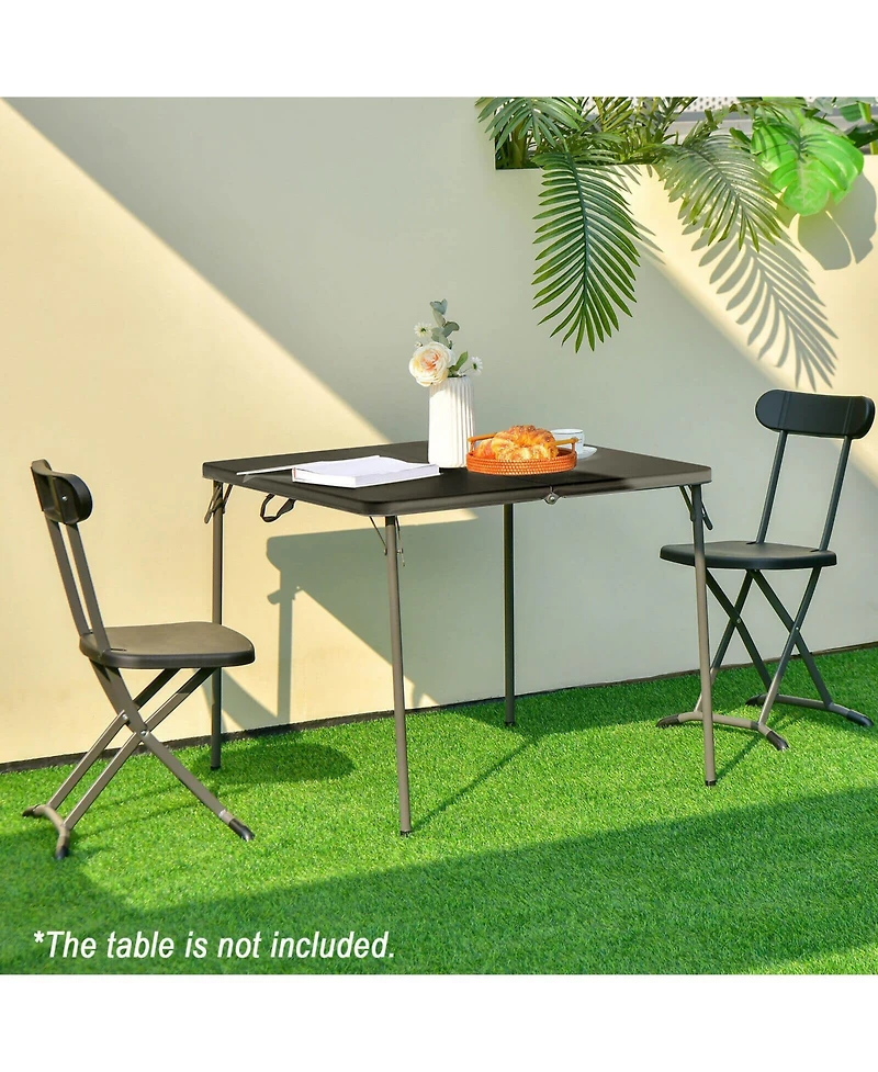 Sugift 2 Pieces Outdoor Folding Chair Set with Sturdy Frame and Ergonomic Backrest