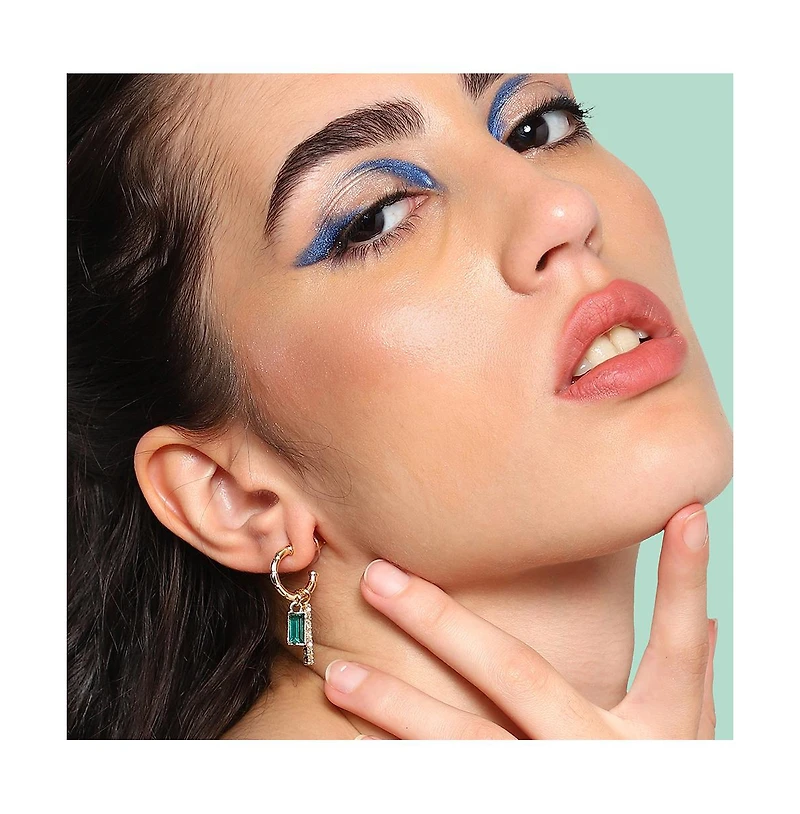 Sohi Women's Drop Bling Hoop Earrings