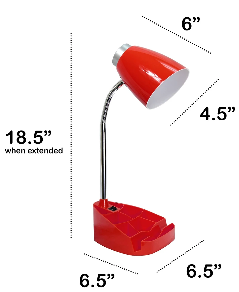 Creekwood Home 18.5" Flexible Gooseneck Organizer Desk Lamp
