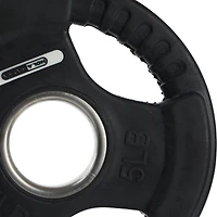 HolaHatha 5 Pound Olympic Rubber Coated Weight Plate with Handle, Black (2 Pack)