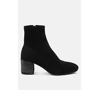 Chena Rhinestones Embellished Block Heel Boots