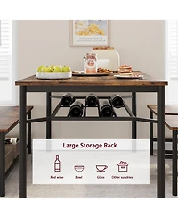 gaomon Dining Table Set for 4, Kitchen Table and 2 Chairs , 47.2" Rectangular Kitchen Table Set, Dining Room Table Set Brown