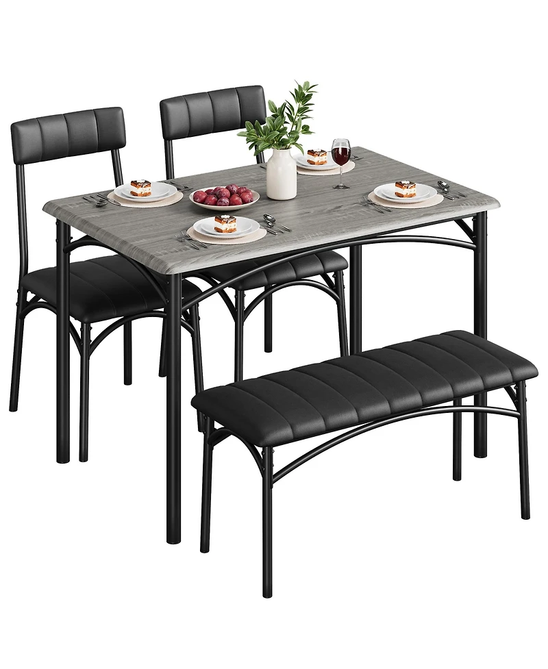 gaomon Dining Table Set for 4, Kitchen Table and Chairs for 4, Rectangular Kitchen Table Set , Dining Room Table Set,Grey