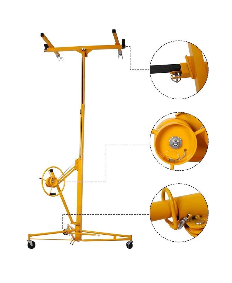 Flynama 11 ft. Drywall Panel Hoist Jack Lifter Drywall Lift Panel Lift in Yellow