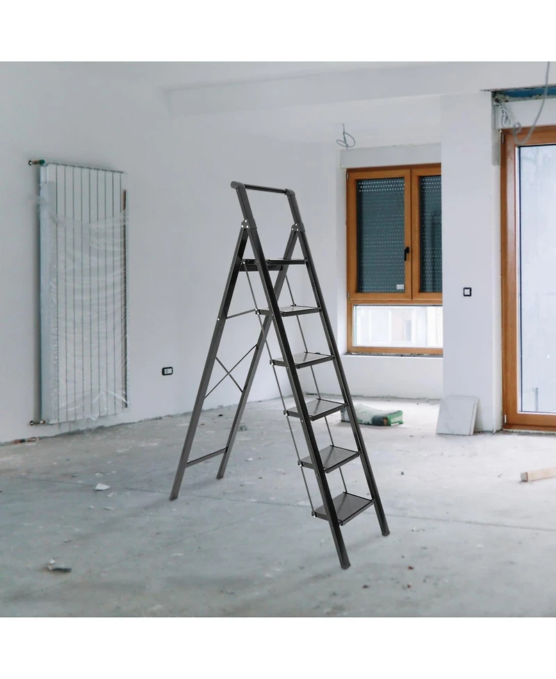 Flynama 5 Step Stool Folding Step Stool with Handrails, Sturdy Step Stool for Adult, Gorilla Ladders 500LBS Capacity Sturdy& Portable Ladder for Home