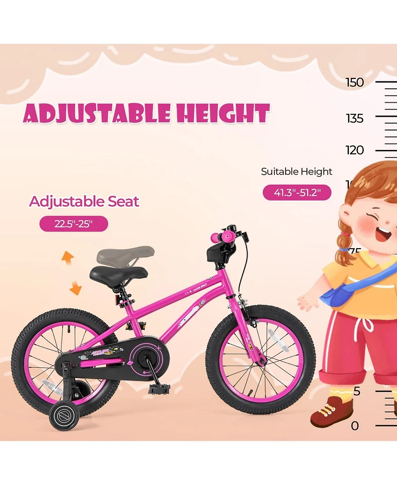 Hongge 16-Inch Kids Bike for 4-7 Years Old Adjustable with Removable Training Wheels
