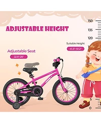 Hongge 16-Inch Kids Bike for 4-7 Years Old Adjustable with Removable Training Wheels