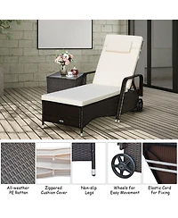 Inolait Outdoor Recliner Cushioned Chaise Lounge with Adjustable Backrest