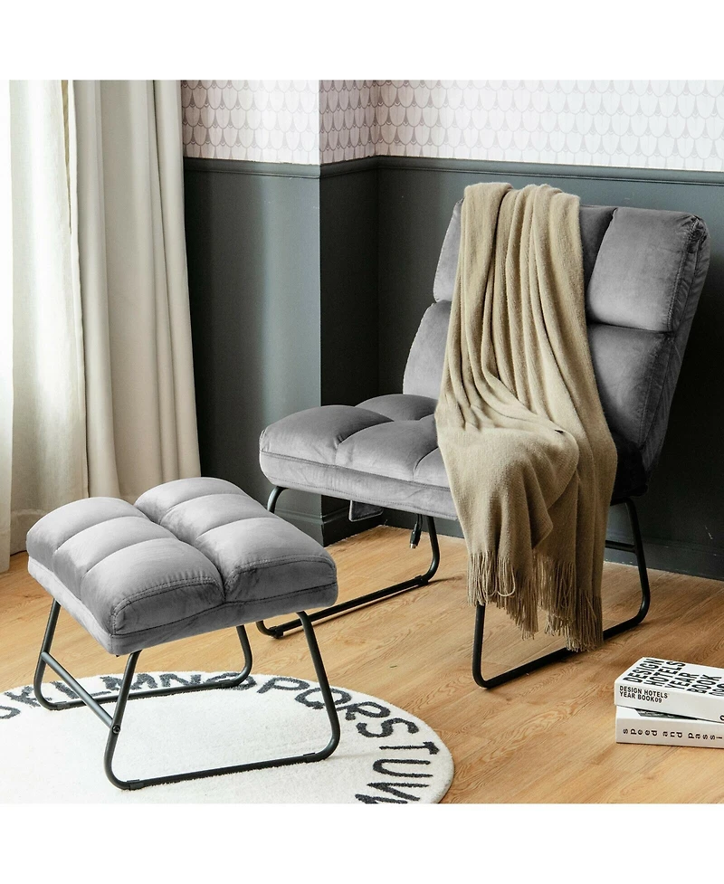 Inolait Velvet Massage Recliners with Ottoman Remote Control and Side Pocket