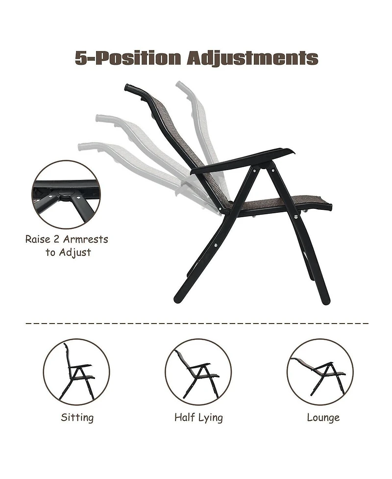 Vebreda Patio Rattan Folding Chair with Armrest