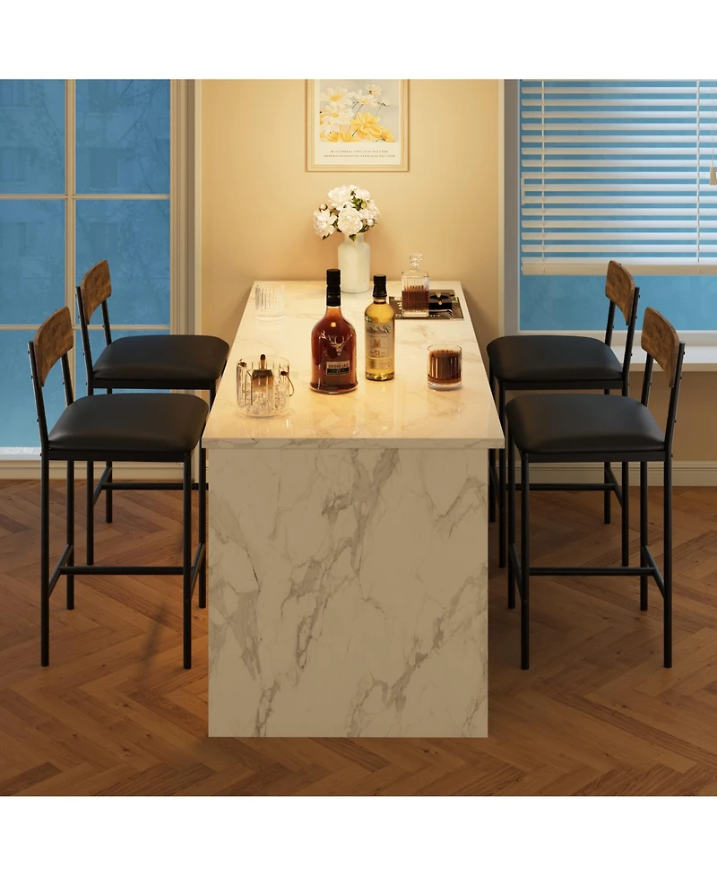 gaomon Bar stools Set of 4, 37.4" Counter Height Modern Barstool with Back,Pub Chair (Grey)