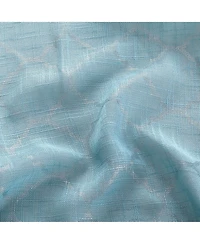 Kate Aurora 2 Piece Silver Sparkly Semi Sheer Trellis Quatrefoil Grommet Top Window Curtain Panels