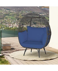 Inolait Oversized Patio Rattan Egg Lounge Chair with 4 Cushions