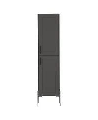 Quinby Linen Cabinet with 1 Door and 4 Shelves, Matt Gray