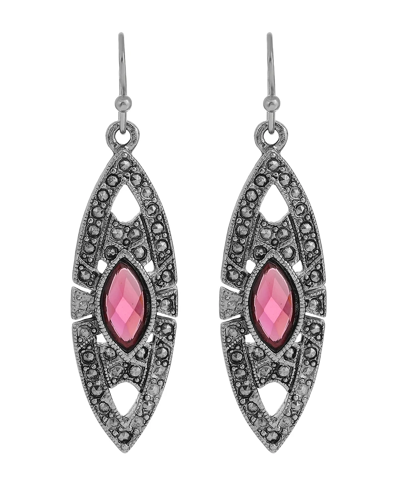 2028 Epoxy Faux Marcasite Stone Drop Earrings