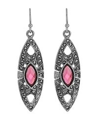 2028 Epoxy Faux Marcasite Stone Drop Earrings
