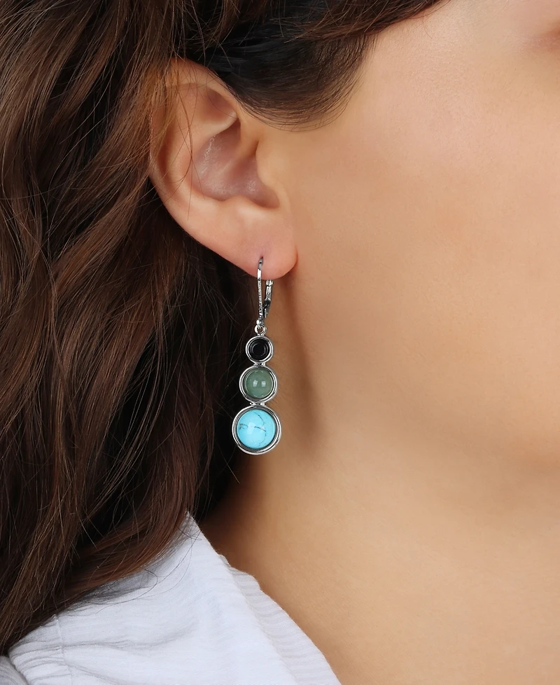 2028 Onyx Jade Turquoise Linear Earrings