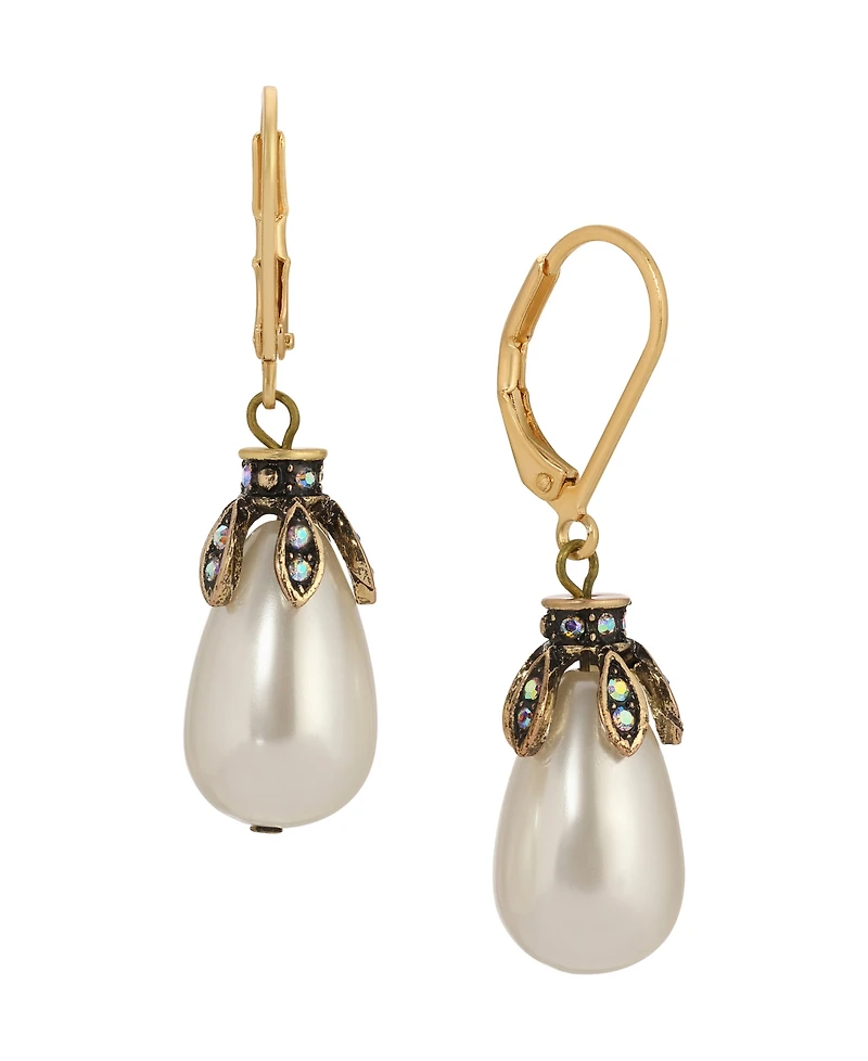 2028 Faux Cultivated Pearl Teardrop Earrings