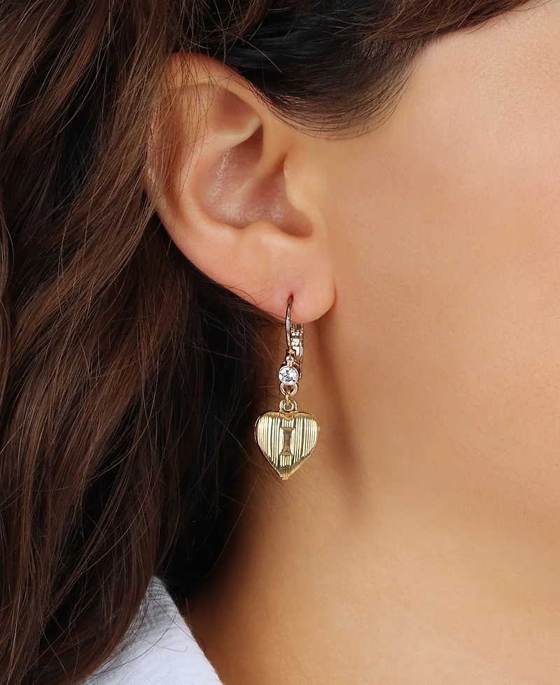 2028 Crystal Accent Heart Drop Earrings