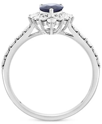 Effy Sapphire Miracle Plate Halo Ring (5/8 ct. t.w.) in 14k White Gold